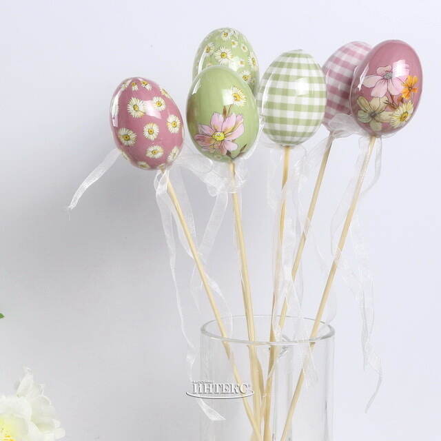 Пасхальные украшения Яйца на палочке Flower Easter 6 см, 6 шт Kaemingk