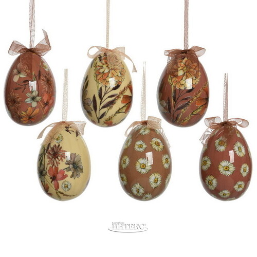 Пасхальные украшения Яйца Easter Etude 12 см, 6 шт, подвеска Kaemingk