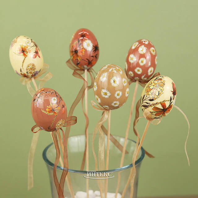 Пасхальные украшения Яйца на палочке Easter Etude 6 см, 6 шт Kaemingk