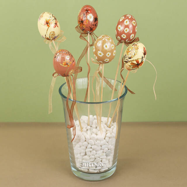 Пасхальные украшения Яйца на палочке Easter Etude 6 см, 6 шт Kaemingk