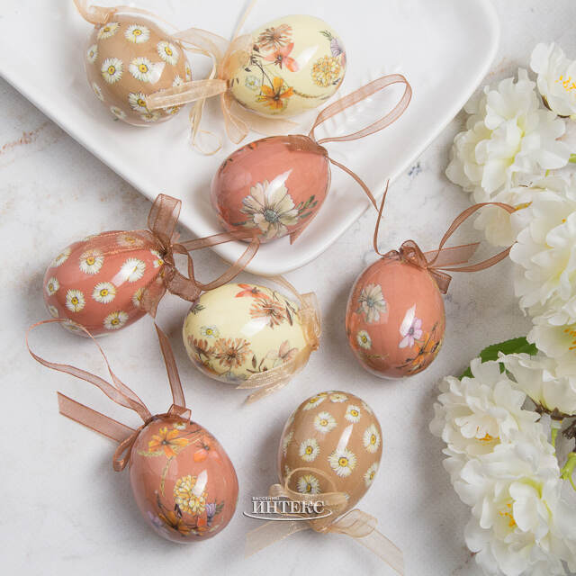 Пасхальные украшения Яйца Пасхальный Этюд 5 см, 8 шт, подвеска Kaemingk