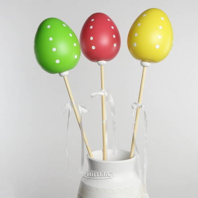 Пасхальные украшения Яйца на палочке Цветной Горошек 70 см, 3 шт Kaemingk (Кейминг)