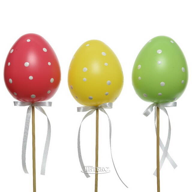 Пасхальные украшения Яйца на палочке Цветной Горошек 70 см, 3 шт Kaemingk (Кейминг)
