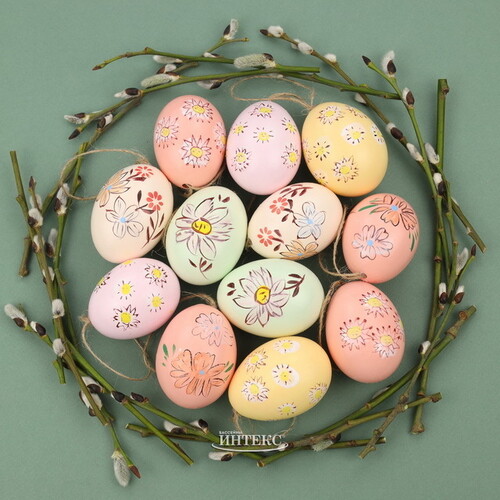 Пасхальные украшения Яйца Sunny Easter 6 см, 12 шт, натуральные Kaemingk