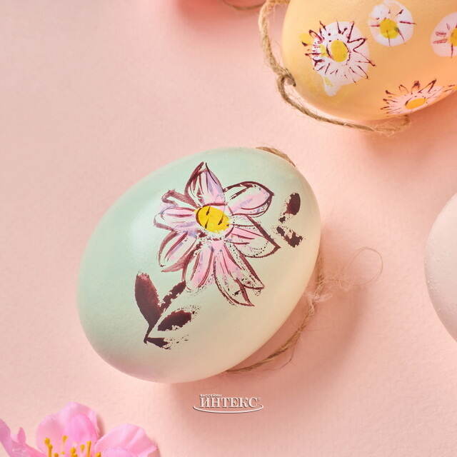 Подвесные украшения Яйца Солнечная Пасха 6 см, 6 шт, натуральные Kaemingk (Кейминг)