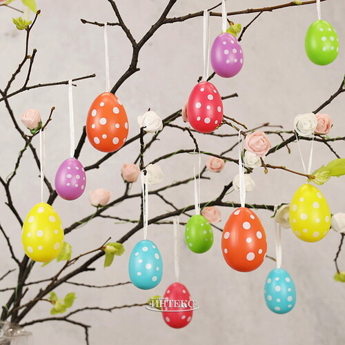 Пасхальные украшения Яйца Colours of Easter 4-6 см, 12 шт, подвеска Kaemingk