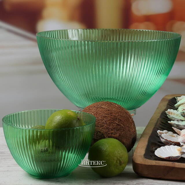 Пластиковый салатник Гранвиль 26*13 см зелёный Kaemingk