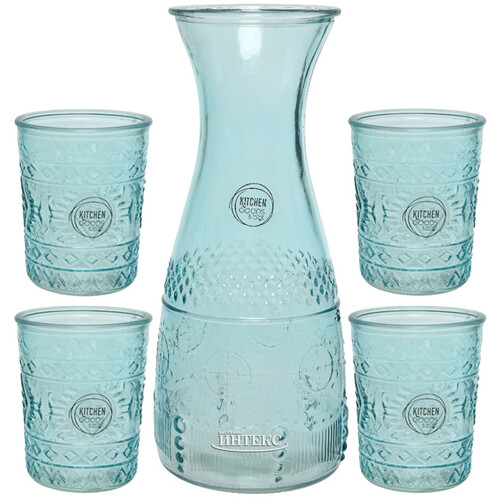 Набор для воды Kirikos: кувшин + 4 стакана, стекло Kaemingk