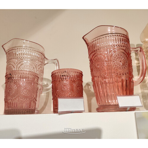 Набор для воды Робертино: кувшин + 3 стакана, розовый, стекло, уцененный Kaemingk