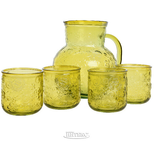 Набор для воды Роксолана: кувшин + 4 стакана, жёлтый, стекло Kaemingk