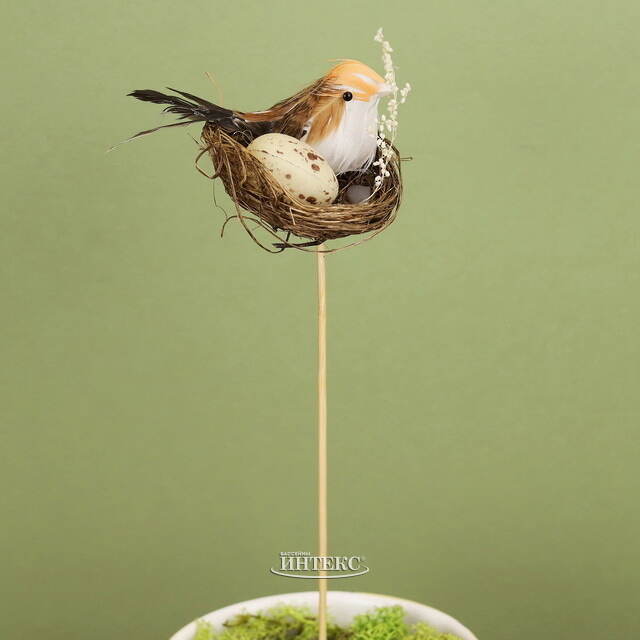 Украшение на палочке Птичка певчая в гнёздышке 35 см Kaemingk (Кейминг)
