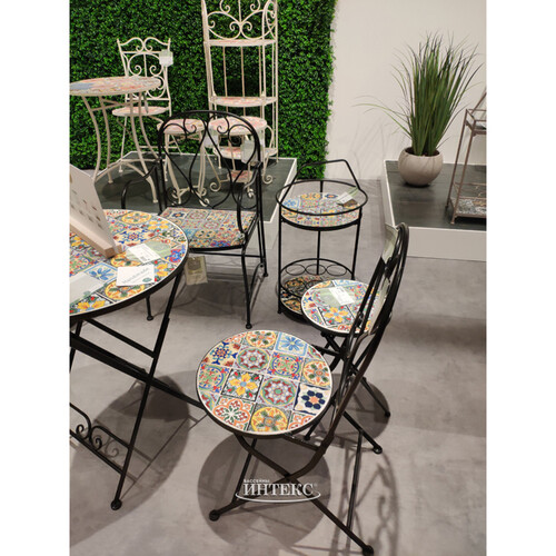 Садовый складной стол с мозаикой Порту 75*60 см, металл Kaemingk