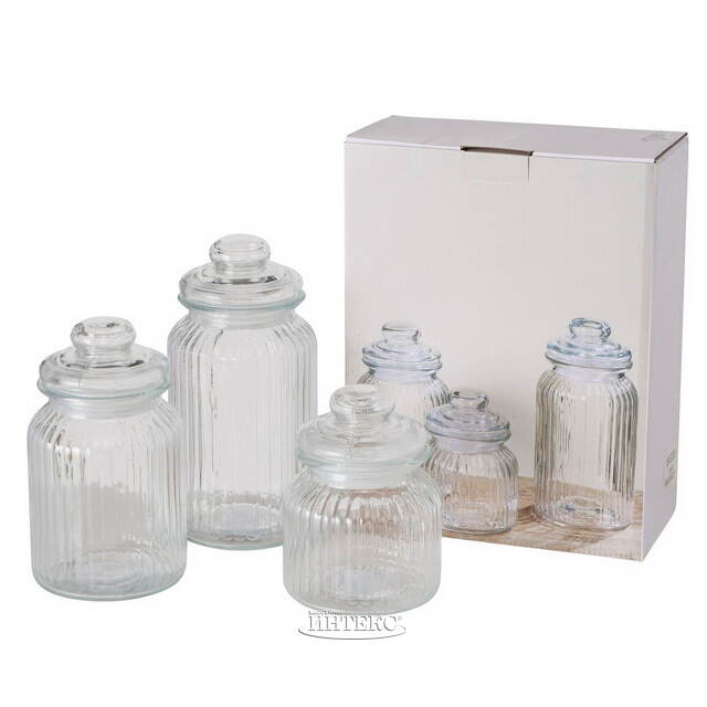 Набор стеклянных баночек для хранения Тибурсио 15-23 см, 3 шт Boltze