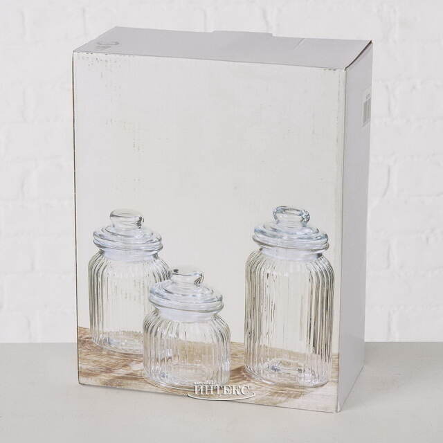 Набор стеклянных баночек для хранения Тибурсио 15-23 см, 3 шт Boltze