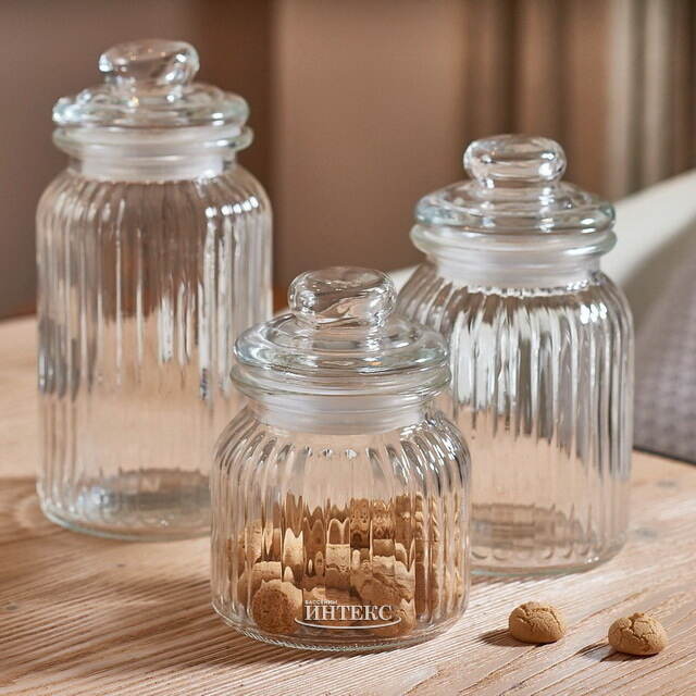 Набор стеклянных баночек для хранения Тибурсио 15-23 см, 3 шт Boltze