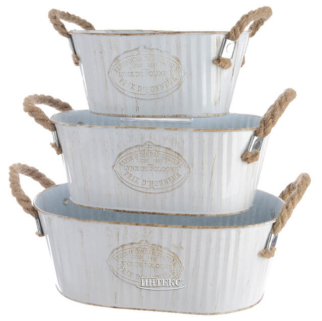 Металлические кашпо для цветов Весенний Прованс 21-30 см, 3 шт Kaemingk