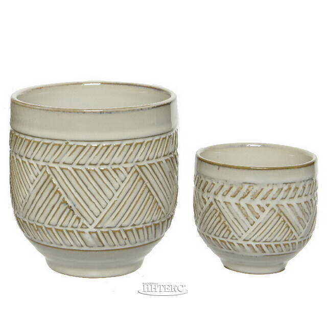 Набор керамических кашпо Saas Fee 8-11 см, 2 шт Kaemingk