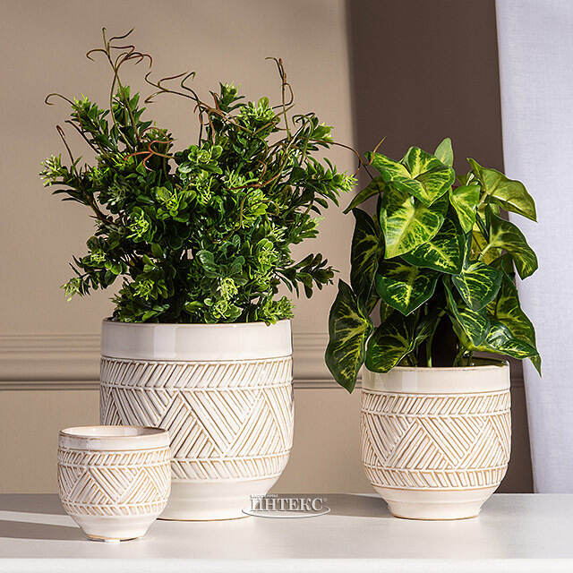 Набор керамических кашпо Saas Fee 8-11 см, 2 шт Kaemingk