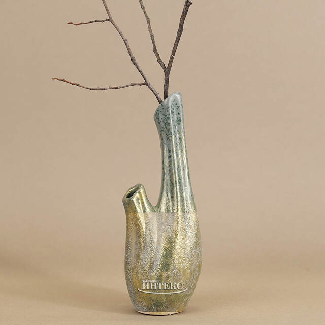 Керамическая ваза Портела 21 см зеленая Kaemingk (Кейминг)