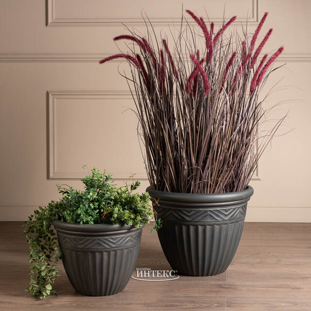 Набор декоративных кашпо Фарнезе 27-34 см серый, 2 шт, пластик Kaemingk