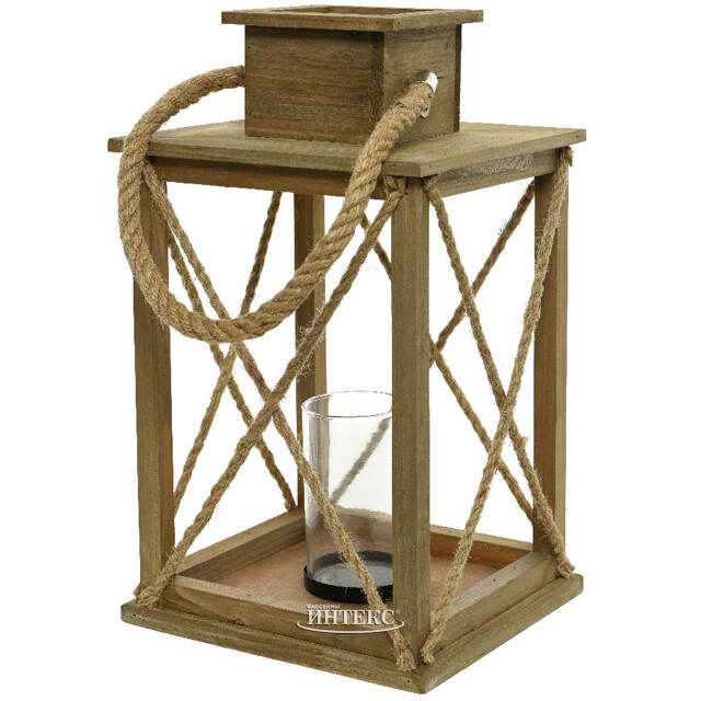 Деревянный подсвечник-фонарь Донателло 42 см Kaemingk