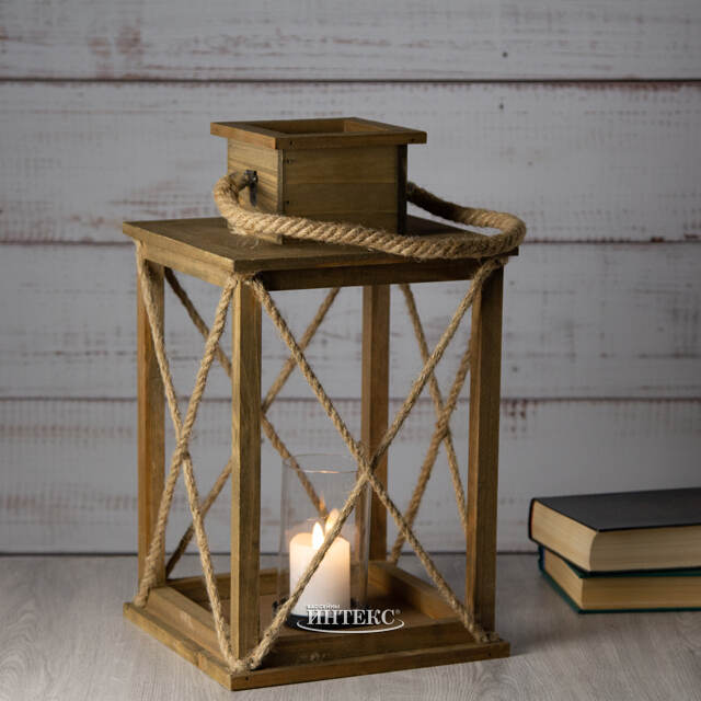 Деревянный подсвечник-фонарь Донателло 42 см Kaemingk