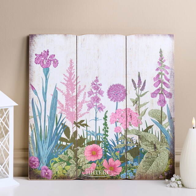 Деревянное панно в стиле Прованс - Цветение Руссийона 40*40 Kaemingk