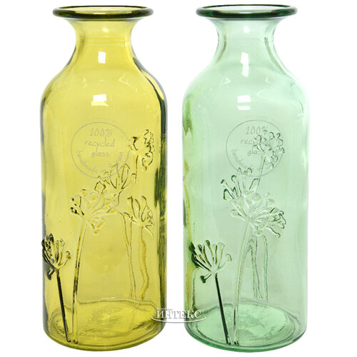 Стеклянная ваза Аллиум 19 см прозрачно-оливковая Kaemingk