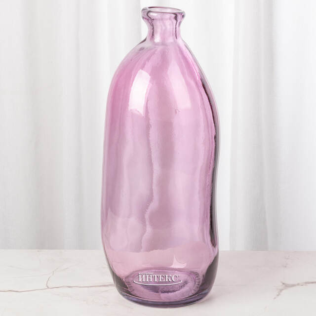 Стеклянная ваза-бутылка Нувола 35 см розовая Kaemingk (Кейминг)