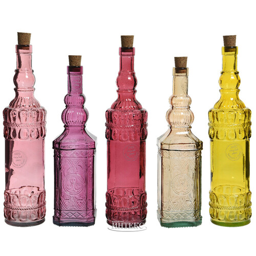 Набор стеклянных бутылок Византия 32-35 см, 5 шт Kaemingk
