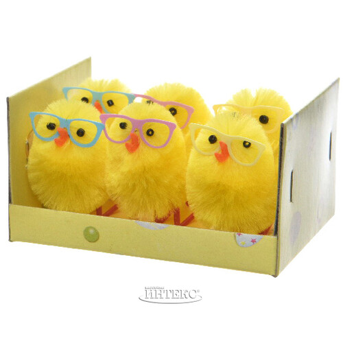 Набор фигурок Пасхальные Цыплята в цветных очках 4 см, 6 шт Kaemingk