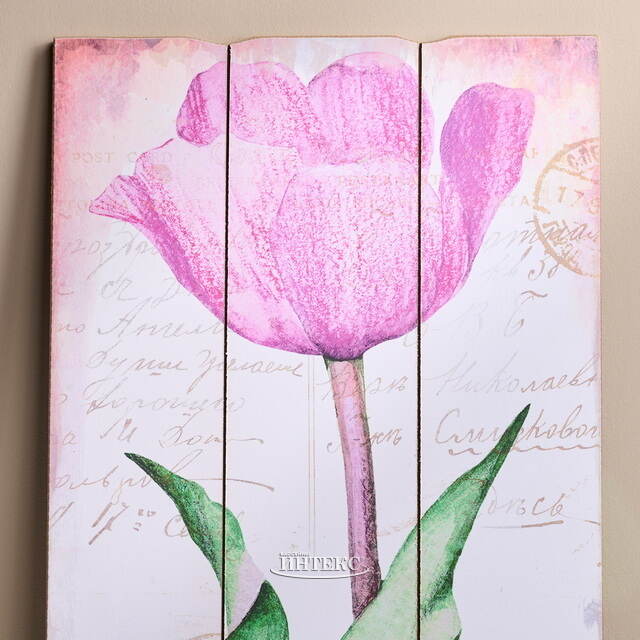 Деревянное панно Прованс - Аметистовый Тюльпан 60*30 см Kaemingk