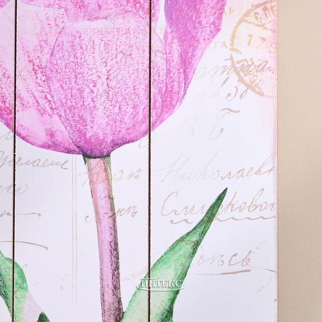 Деревянное панно Прованс - Аметистовый Тюльпан 60*30 см Kaemingk