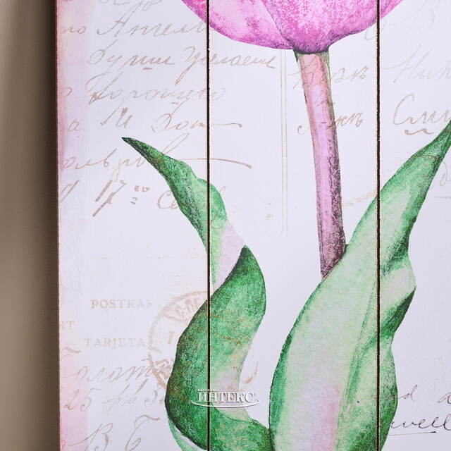 Деревянное панно Прованс - Аметистовый Тюльпан 60*30 см Kaemingk