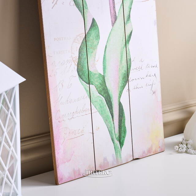 Деревянное панно Прованс - Аметистовый Тюльпан 60*30 см Kaemingk