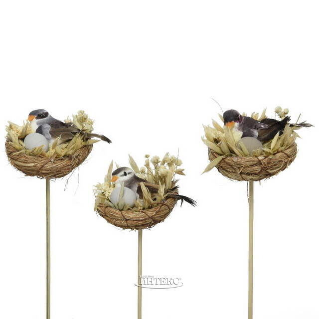 Набор украшений на палочке Пасхальные Гнездышки 35 см, 3 шт Kaemingk (Кейминг)