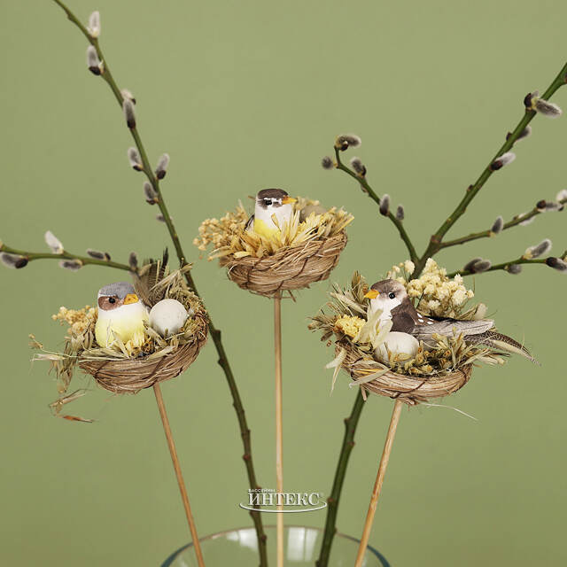 Набор украшений на палочке Пасхальные Гнездышки 35 см, 3 шт Kaemingk (Кейминг)
