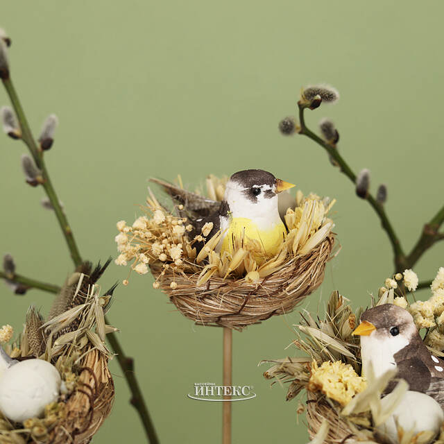 Набор украшений на палочке Пасхальные Гнездышки 35 см, 3 шт Kaemingk (Кейминг)