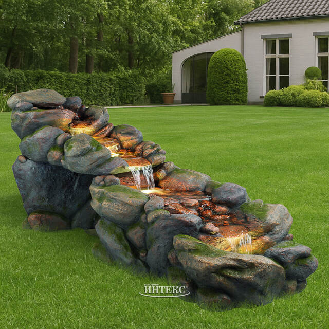 Садовый фонтан Водопад Дюссельдорф 203 см с LED подсветкой Winter Deco
