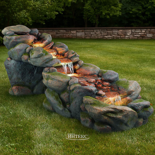 Садовый фонтан Водопад Дюссельдорф 203 см с LED подсветкой Winter Deco