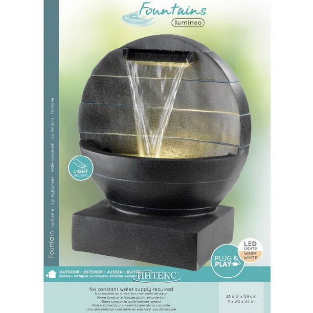 Декоративный фонтан Онтарио 80 см с LED подсветкой Winter Deco