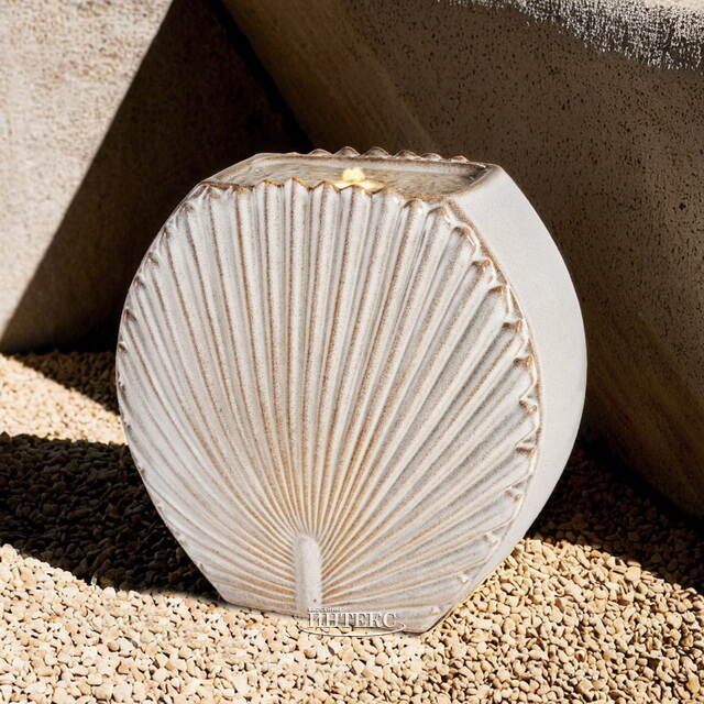 Декоративный фонтан с подсветкой Coquille Beige 41 см, керамический, уцененный Kaemingk