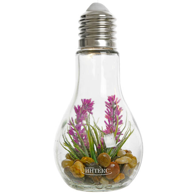 Декоративный светильник Лампочка Флора 19 см с розовым цветком, батарейки Kaemingk