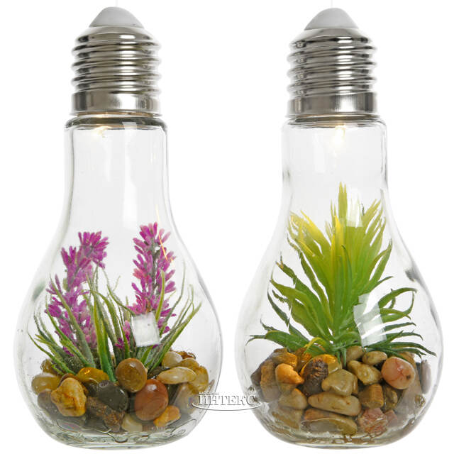 Декоративный светильник Лампочка Флора 19 см с розовым цветком, батарейки Kaemingk