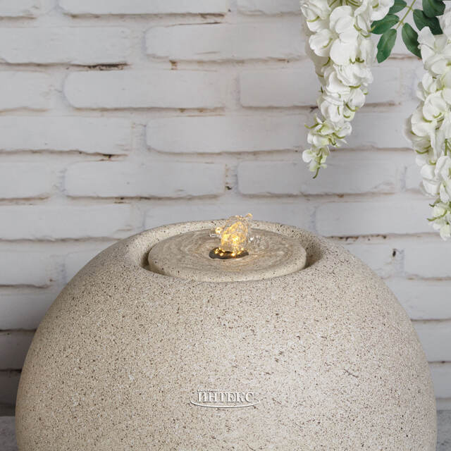 Декоративный фонтан шар Сан-Миниато 40 см кремовый, с LED подсветкой Kaemingk