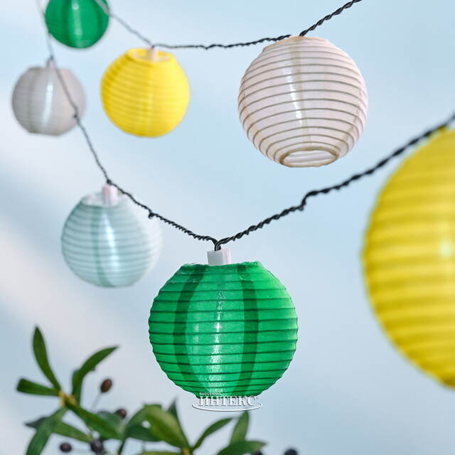 Гирлянда на солнечной батарее Spring Vibes 4.5 м, 8 разноцветных ламп с холодными белыми LED, черный ПВХ, IP44 Kaemingk (Кейминг)