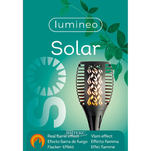 Садовый фонарь - факел Solar Flame на солнечной батарее 47*10 см с эффектом пламени, IP44 Kaemingk