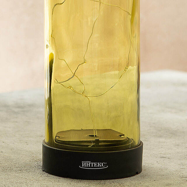 Садовый светильник - бутылка Solar Firefly на солнечной батарее 31 см, 10 теплых белых LED ламп, оливковый IP44 Kaemingk