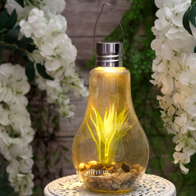 Подвесной светильник на солнечной батарее Лампочка Флора Solar 22 см с зелёным цветком, IP44 Kaemingk