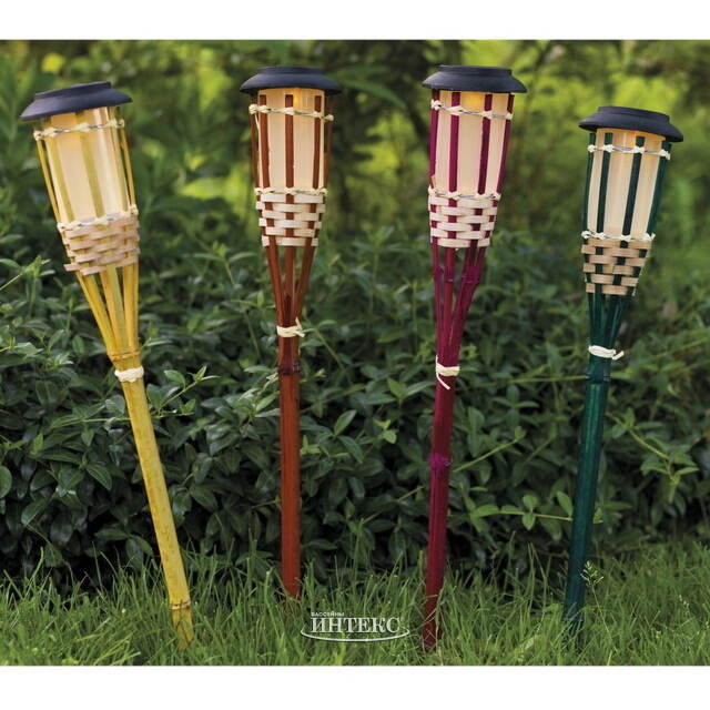 Набор фонарей на солнечной батарее Solar Costa Rica 54 см, 4 шт, с эффектом живого пламени, IP44 Kaemingk